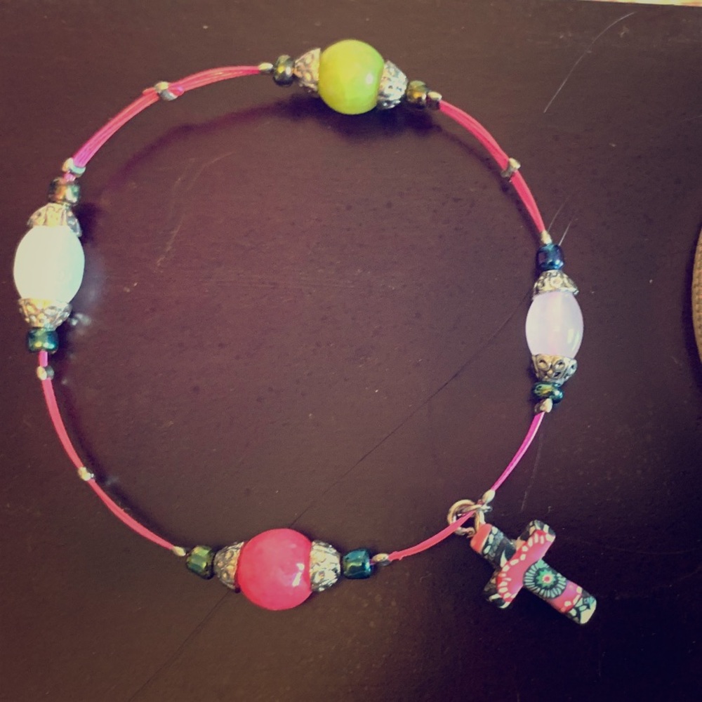 Pink cross bracelet